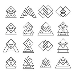 Set of trendy geometric shapes. Geometric icons. Hipster logotyp