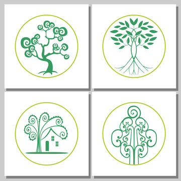 Collection Of Abstract Green Trees Concepts