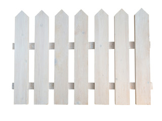 White wooden rough painted decorative cottage garden fence