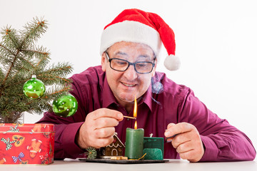 Man alone on Christmas party