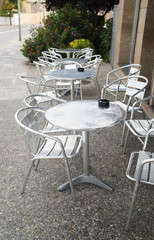 Cafe tables on street