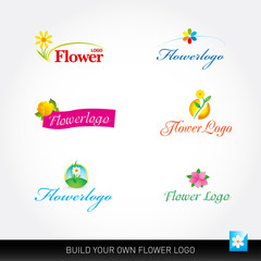 Flower vector logotypes vector set. Flowers logo templates. Floral logos