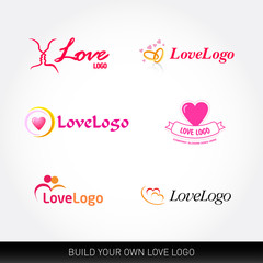 Love logo templates. Love logotypes concepts. Wedding logo templates. Vector set.