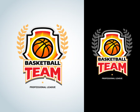 Basketball logo template, basketball logotype, badge logo design template, sport logotype template. Basketball Themed T shirt template. Vector illustration.