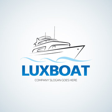Boat, yacht, ship logo template. Brand identity for boating business company. Badge, poster, t-shirt graphic.