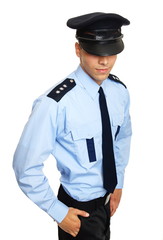 Portrait of young policeman in uniform