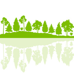 Forest trees wild nature silhouettes landscape illustration back