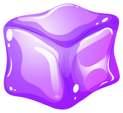 Purple ice cube on white