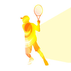 Man, boy tennis silhouette vector background colorful concept