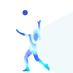 Woman female volleyball player silhouette vector background colo