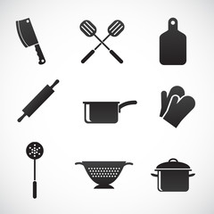 Kitchen tools - vector icon set.