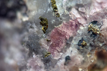 Rhodochrosite MnCO3 with iron pyrite FeS2 Macro