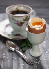 Boiled eggs and coffee