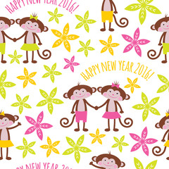 Christmas background with a monkey Seamless vector