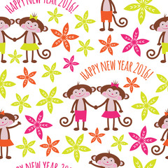 Christmas background with a monkey Seamless vector