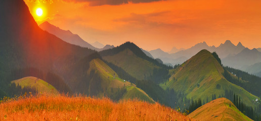 Panele Szklane Podświetlane  Letnie góry