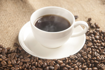 Hot Coffee on gunny-bag