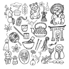 Japanese theme traditional icon set