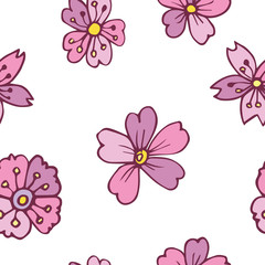vector seamless pattern with pink  sakura 
