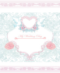 romantic card with love birds - Wedding Invitation