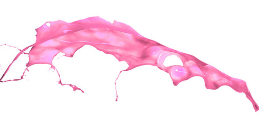 Pink paint splashing isolated on white background