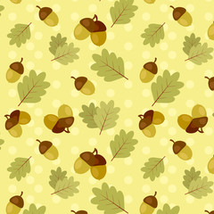 seamless fall pattern with oak leaves and acorns