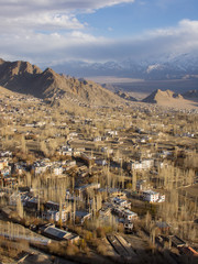 Leh City among mountains, Ladakh Region, India