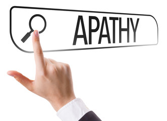 Apathy written in search bar on virtual screen