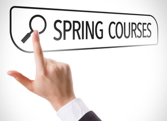 Spring Courses written in search bar on virtual screen