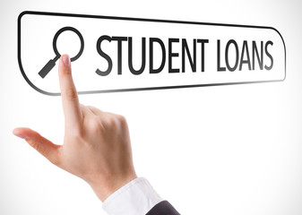Student Loans written in search bar on virtual screen