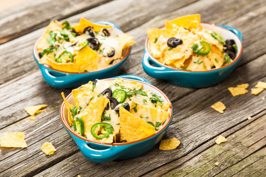 Nachos with melted cheese