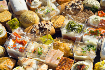 Toasts et verrines apéritif, cocktail