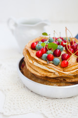 pancakes and berries