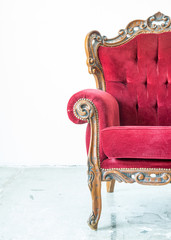 Luxurious classical vintage armchair on white background