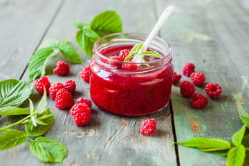 jam in a jar and raspberry