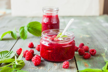 jam in a jar and raspberry