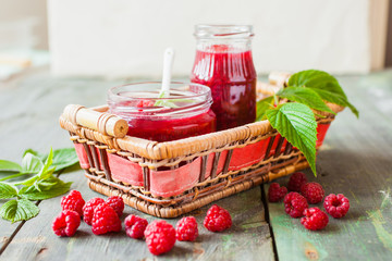 jam in a jar and raspberry