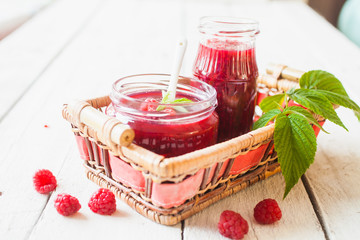 jam in a jar and raspberry
