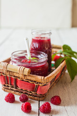 jam in a jar and raspberry