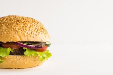Burger on the white background