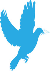vector blue as the sky the silhouette of a dove, which brings faith, hope, and peace