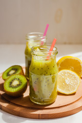 cocktail from a kiwi and a lemon