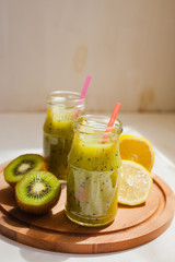 cocktail from a kiwi and a lemon