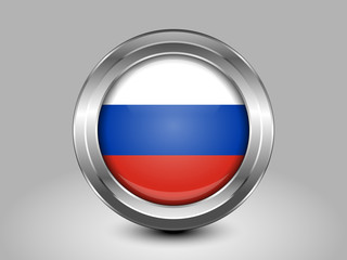 Flag of Russia. Metal Round Icon