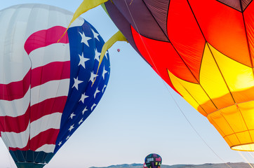 Hot air balloon in flight