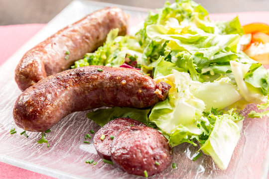 grilled german sausages