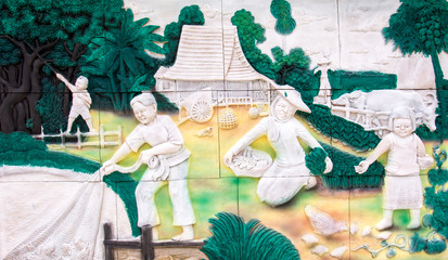 Obraz na płótnie Canvas Thailand sandstone craft in Thai temple, public area, no need of