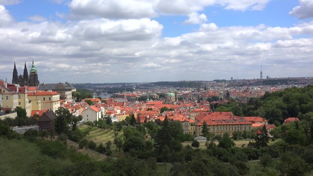 View of Prague from the Petř&iacute;n hill (Hradčany & Prague Castle). 
