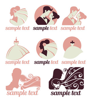 Bride And Groom, Wedding Icons Emblems Logo