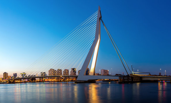 Erasmus bridge Rotterdam panorama